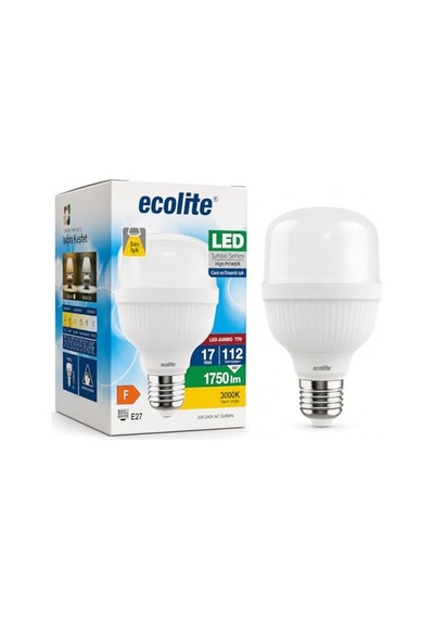Ecolite 17w Led Jumbo Ampul 3000k Sarı Işık 1750 Lümen 112w Eşdeğer E27 Duylu 70x109 Mm Yüksek Güçlü Tasarruflu Ampul Enerji Sınıfı F