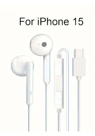 Apple Uyumlu iPhone 15 Plus / 15 Pro / 16 Plus / 16 Pro  Usb-c Kablolu Kulak İçi Kulaklık Type-c