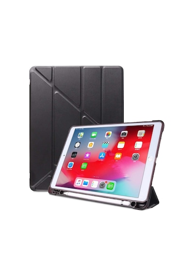 Apple iPad Uyumlu 5. 9.7 İle Uyumlu Kılıf Kalem Bölmeli Trifolding Case A1822 A1823 Siyah Sku: Zeusb0dxft4c97 Arka Kapak