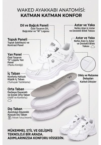 Elit Asens4338 Erkek Klasik Sneaker Beyaz - Siyah