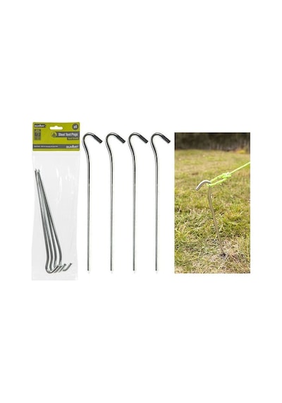 Summit 23cm/6mm Kuvvetli Çelik Çadır Kazığı 4'lü Paket Siyah
