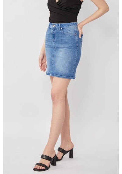 Blue White Kadın Açık Mavi Jean Midi Etek 16S100-1