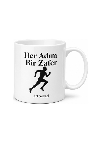 Koşu Sever İçin Mesajlı Hediyelik Baskılı Kupa Bardak Spor Hediyesi Beyaz / Çok Renkli