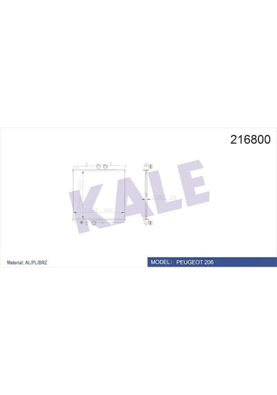 Kale 2039011ab Radyatör 206 98 1.0- 1.4- 1.6 16v Mek Klimasız 415x380x25 1330.37- 9647511480- 1333.12- 1330.h2
