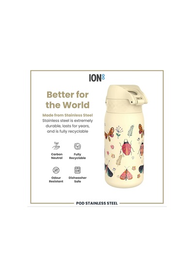 Ion8 - Paslanmaz Çelik Çocuk Suluk - Böcekler Alemi - 400 Ml - Sızdırmaz Çok Renkli