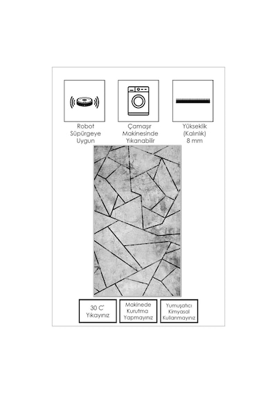 West Home Dijital Baskı Yıkanabilir Kaymaz Taban Leke Tutmaz Gri Mutfak Halısı Salon Halısı Ve Yolluk Wh 376 Grey