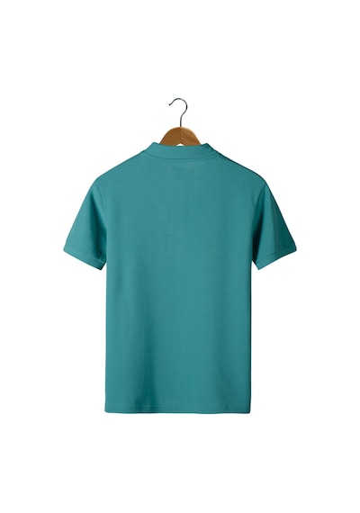 Erkek Turkuaz Slim Fit Polo Yaka T-shirt Turkuaz Mavi
