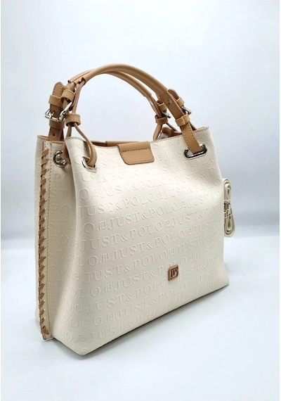 Just Polo Kadın Büyük Boy 2 Bölmeli Lüks El Ve Omuz Çantası Ebat : 28 X 32 Cm Krem - Camel 18558427
