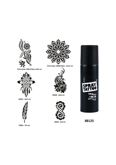Kadın Sembolleri Spray Tattoo Geçici Dövme Yapma Seti Dark Siyah