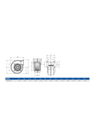 Aircol Aks 160-60 Radyal, Salyangoz Ve Kalorifer Kazanı Fanı 600 M³/h 1750 Rpm