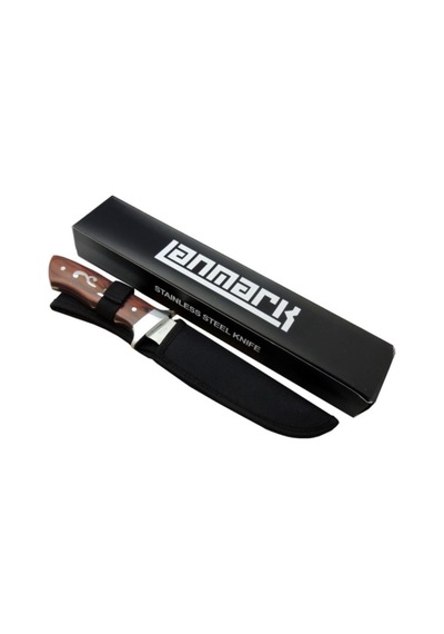 Lanmark A036 Kamp Bıçak 29 CM - İşlemeli Ahşap Sap - Kılıflı Kahverengi