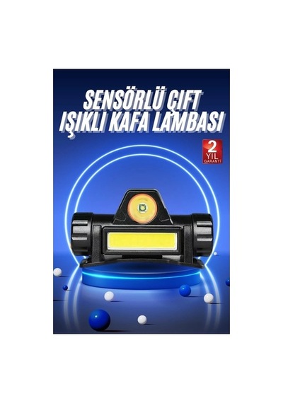 Buğz Ledli Şarjlı Kafa Lambası Led Şarjlı Su Geçirmez Kafa Feneri Diğer Çok Renkli