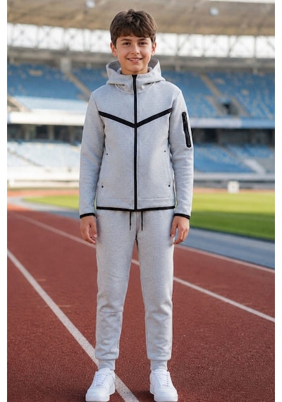 Pina Kids Erkek Çocuk Tech Fleece Double Face Yeni Sezon Eşofman Takımı Esf7020 gri