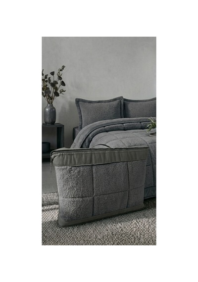 Çift Kişilik Uyku Seti Sherpa Comforter Antrasit