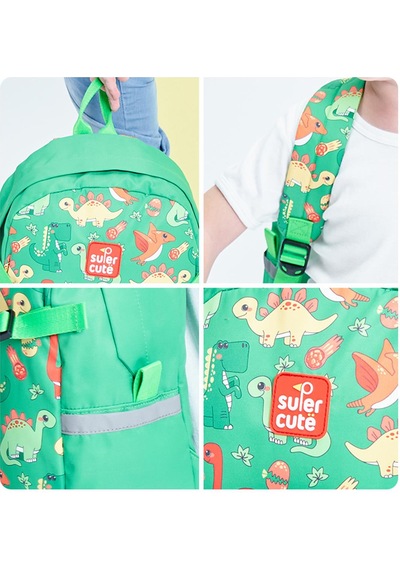 Supercute Two İn One Sırt Çantası - Dinosaur - Yeşil