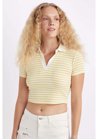 DeFacto Fitted Polo Yaka Fitilli Kaşkorse Kısa Kollu Tişört A0380AX24SMYL155