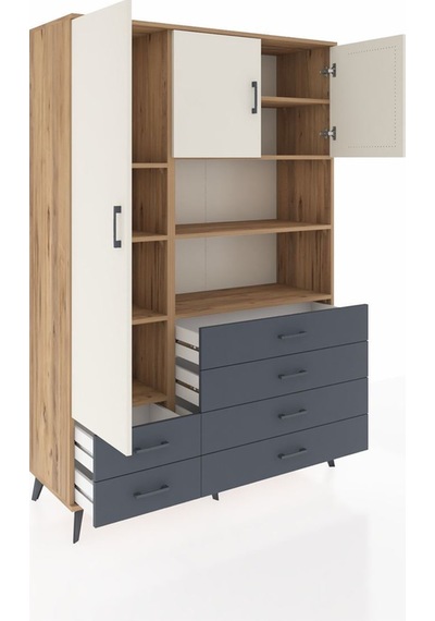 Hyperion Dolap 8 Raflı 6 Çekmeceli 3 Kapaklı 132x44x195 Çam-aytaşı/antrasit Aytası/antrasıt Hyperion Dolap 8 Raflı 6 Çekmeceli 3 Kapaklı 132x44x195 Çam-aytaşı/antrasit Aytası/antrasıt