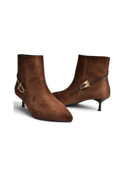 Fox Shoes Z518031102 Kahverengi Süet İnce Topuklu Kadın Bot