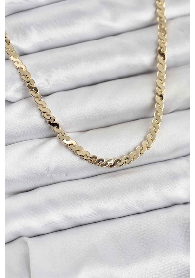 Pirinç Gold Renk Yassı Zincir Kadın Kolye Tj-bko10818 Tdrtr