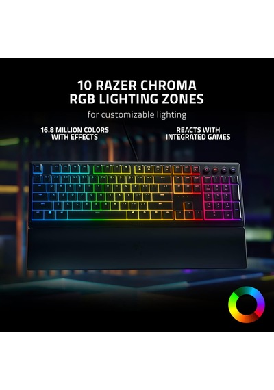 Ornata V3 - Düşük Profilli Oyun Klavyesi Hibrit Mecha-membran Anahtar, Uv Kaplamalı Tuş Başlıkları, Manyetik Yumuşak Dokunuşlu Bilek Dayanağı, Rgb Chroma Abd Düzeni Siyah