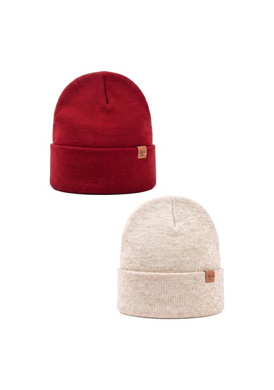 Sayzen Your Shine Unisex Basic Katlamalı 2'li Bere Set Bordo-stone