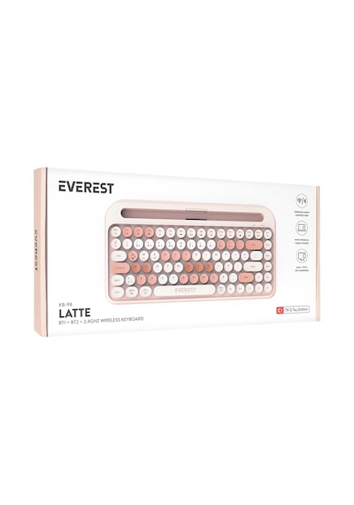 Everest K-98 Latte 2.4G+BT1+BT2 Mac Wın Klavye Pembe