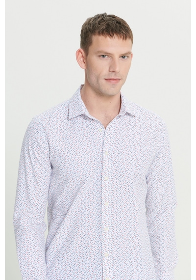 AC&Co / Altınyıldız Classics Erkek Beyaz Kırmızı Pamuklu Slim Fit Dar Kesim Klasik Yaka Baskılı Gömlek AC&Co / Altınyıldız Classics Erkek Beyaz Kırmızı Pamuklu Slim Fit Dar Kesim Klasik Yaka Baskılı Gömlek