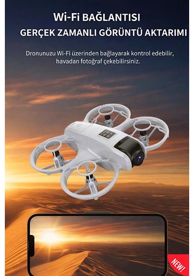 Mini Drone - Çift Kameralı Wifi Fpv Canlı Görüntü Aktarımlı Engel Tanımayan Led Işıklı Akıllı Drone