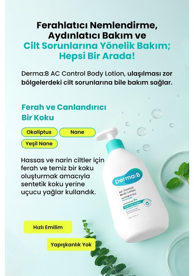 Akneye Eğilimli Ciltlere Leke Karşıtı Aydınlatıcı Vücut Losyonu Derma:b Ac Control Body Lotion