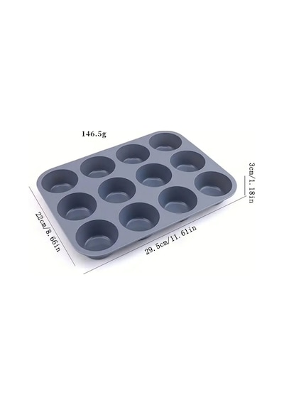 Tilbe Home 12'li Silikon Muffin Kalıbı Kurabiye Tatlı Kalıbı Yapışmaz Gıdaya Uygun Pişirme Cupcake K Siyah