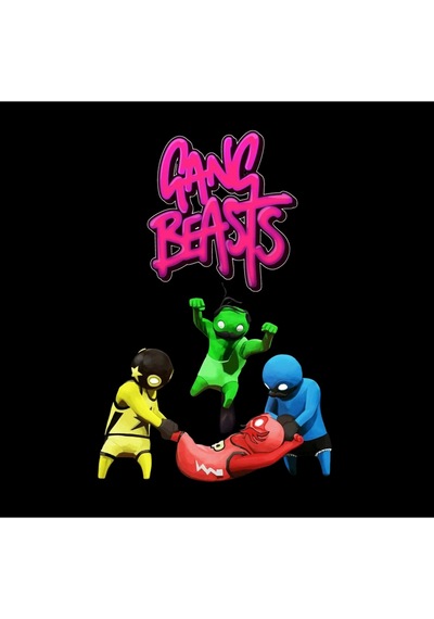 Gang Beasts Oyun Baskılı Unisex %100 Pamuk Siyah Kapüşonlu Sweatshirt Siyah