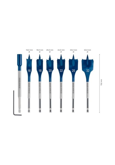 7 X Expert Self Cut Speed Yassı Freze Matkap Seti Yumuşak Ahşap, Sunta, Çap 16 32 Mm, Profesyonel Aksesuar, Matkap/tornavida İçin