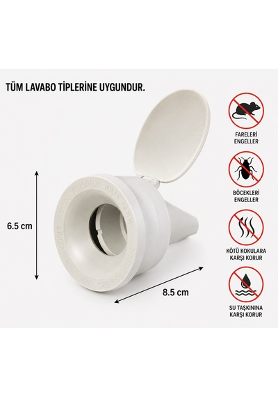 Ø50 Çekvalfli Lavabo Gider Adaptörü Koku Önleyici Gider Aparatı Geri Akış Önleyici Sızdırmaz Lavabo Ve Evye Gider Bağlantı Adaptörü Beyaz
