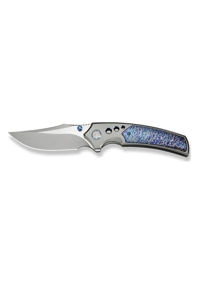 We Knife Skynix Gray Titanium Handle With Flamed Titanium Inlay Stonewashed Bohler M390 Blade Satin Flat Kamp Çakı Gri