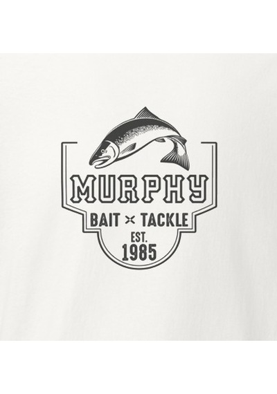 Wildstyle Murphys Bait Tackle Vintage Balıkçılık Olta Balıkçı Baskılı Unisex Bisiklet Yaka Pamuklu Tişört Beyaz