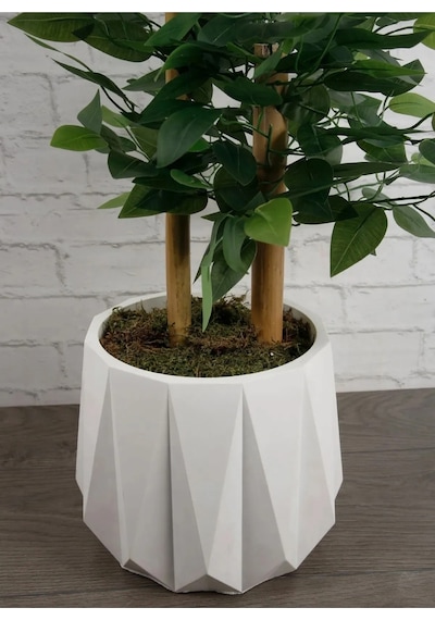 Rüzgar Yapay Çiçekçilik 110 Cm 2 Gövdeli Bambu Ağacı Saksı Modeli Degisebilir Yeşil