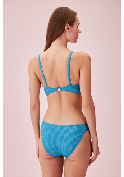 Suwen Yanı Pileli Dokulu Bikini Alt Sb24560t1321 Mavi