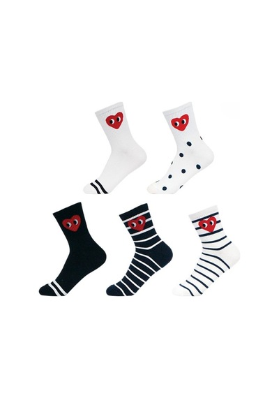 Worthy Socks 5'li Kalpli Çizgili Desenli Patik Bilek Çorap 5 Çift