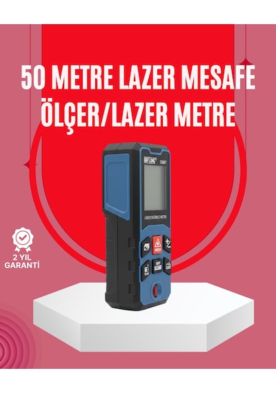 50 Metre Lazer Ölçüm Cihazı Alan Ve Mesafe Hesaplama