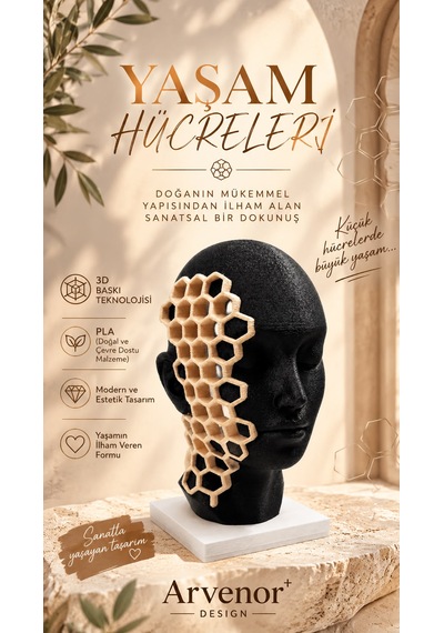 Yaşam Hücreleri 18cm Dekoratif Biblo 3d Baskı 15cm