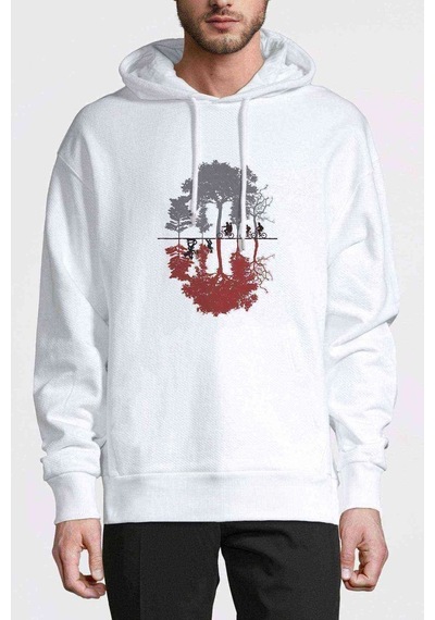 Stranger Things Looking For The Upside Baskılı Beyaz Erkek Sweat (531045717)