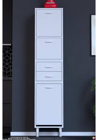 Irmak 50 Cm Sepetli Çok Amaçlı Üst Çift Kapaklı 2 Çekmeceli Mutfak Kiler Banyo Dolabı 50x181x32 Cm Beyaz Irmak 50 Cm Sepetli Çok Amaçlı Üst Çift Kapaklı 2 Çekmeceli Mutfak Kiler Banyo Dolabı 50x181x32 Cm Beyaz
