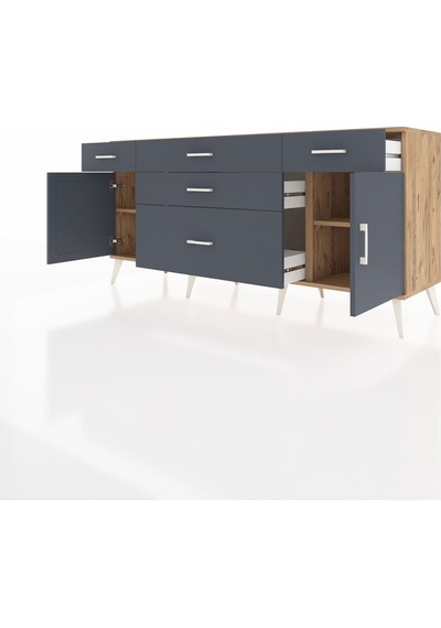 Hyperion Konsol 2 Raflı 5 Çekmeceli 2 Kapaklı 176x44x83 Çam-antrasit Antrasit Hyperion Konsol 2 Raflı 5 Çekmeceli 2 Kapaklı 176x44x83 Çam-antrasit Antrasit