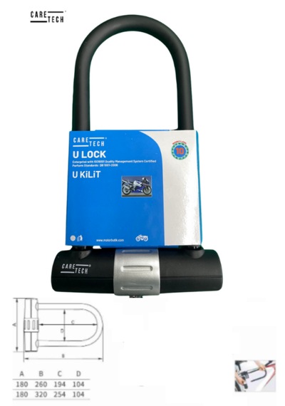 Caretech Ct-328 Motosiklet Ve Bisiklet İçin U Disk Kilidi