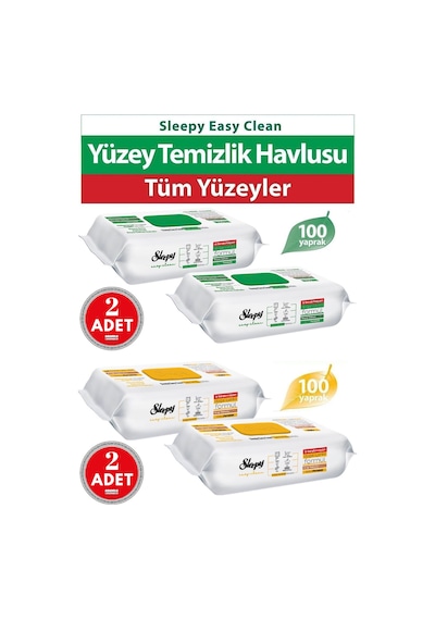 Sleepy Easy Clean Islak Mendi Beyaz Sabun Katkılı 2x100 + Arap Sabunu Katkılı 2x100 Tekli