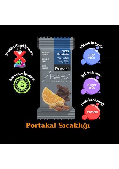 Zbarz Power Portakal Kakao Yer Fıstıklı Protein Bar 12 x 35 G
