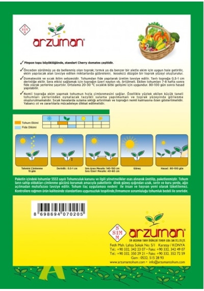 Arzuman Cherry Pinpon Domates Tohumu 250 Adet