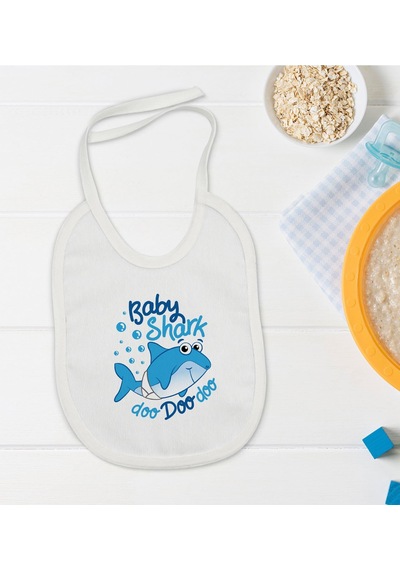 BK Kids Baby Shark Tasarımlı Bebek Mama Önlüğü - Model 1