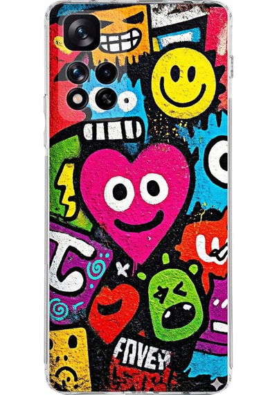 Xiaomi Redmi Note 11 Pro Plus 5g İle Uyumlu Grafiti Aşk Tasarımlı Şeffaf Kılıf Şeffaf