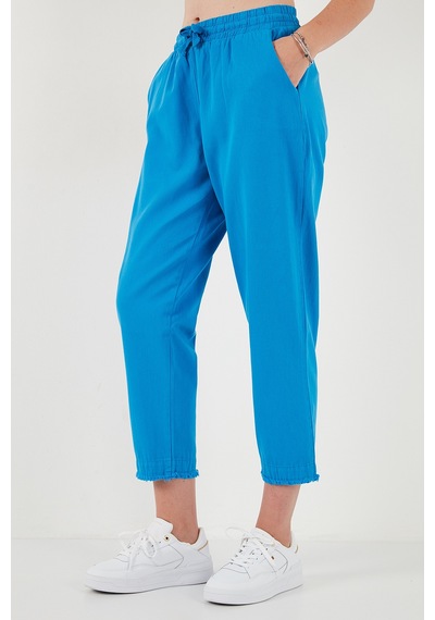 Lela Pamuklu Normal Bel Regular Fit Düz Paça Bayan Pantolon 668Yp42282S4 Saks